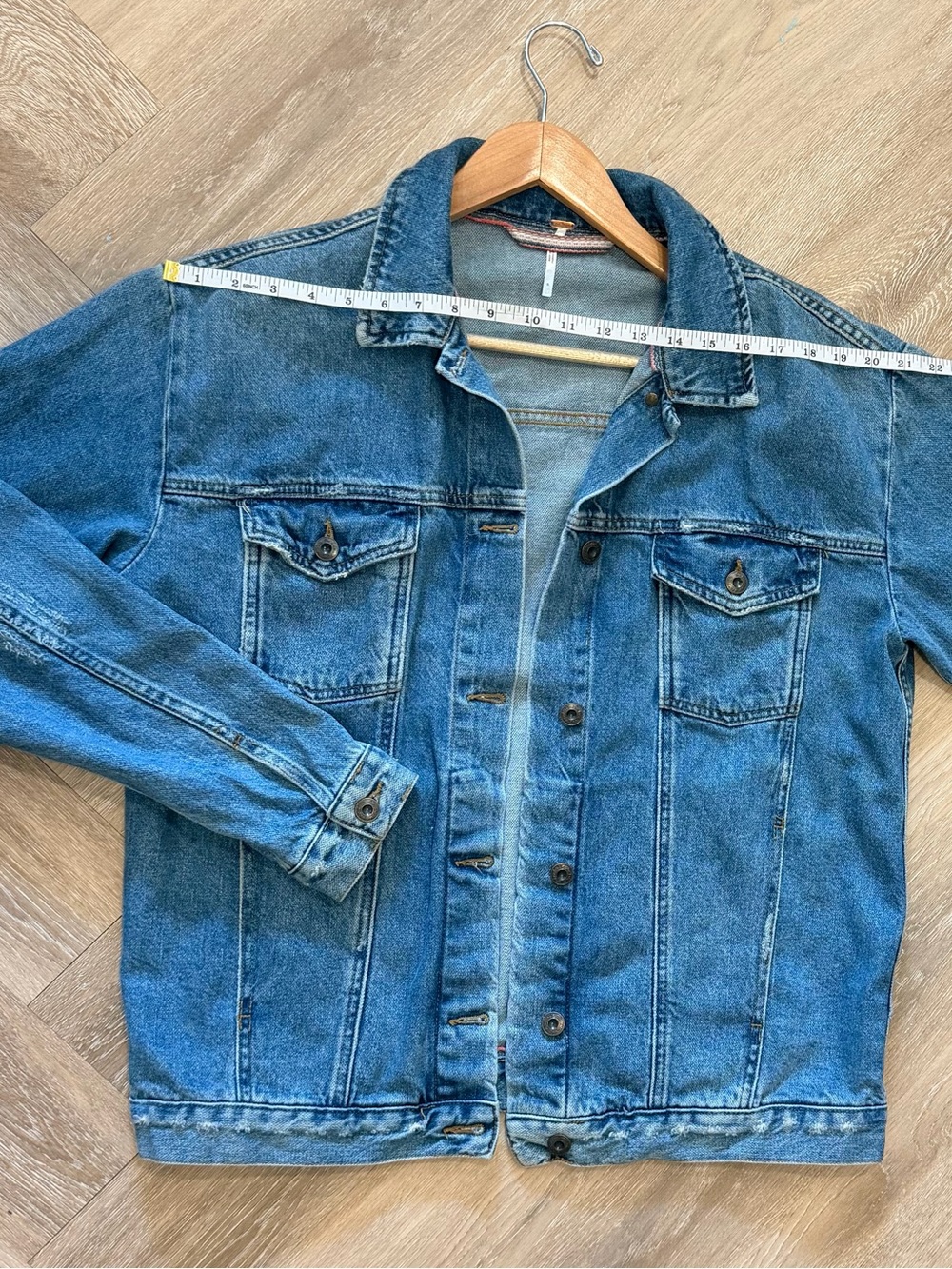 Free People Blue Denim Shirt Jacket